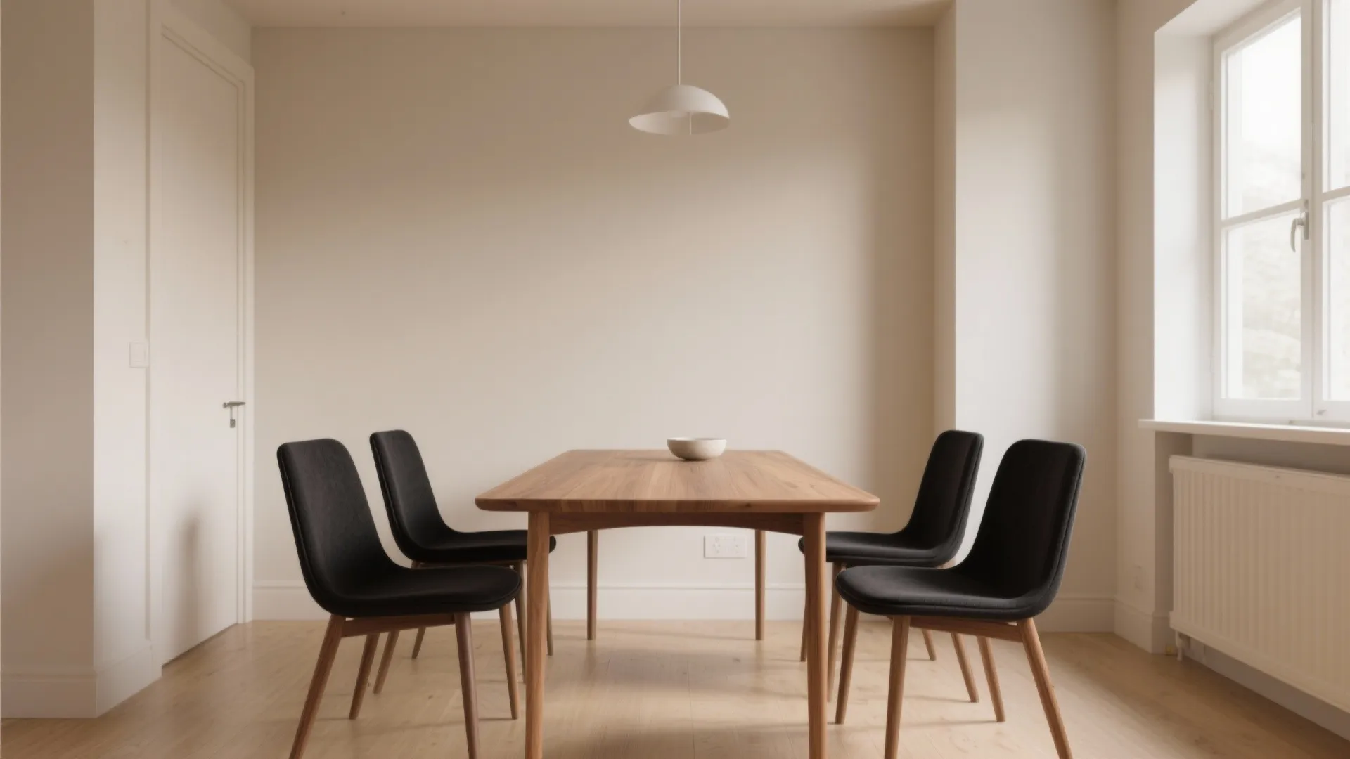 1. Contrast with light walls and natural wood