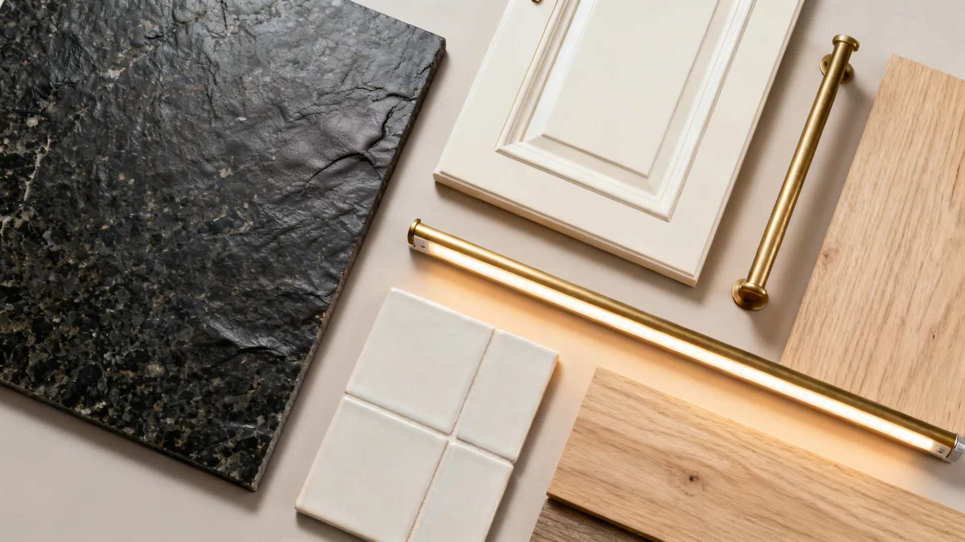 Dark Granite, Light Cabinets: High-Contrast Balance