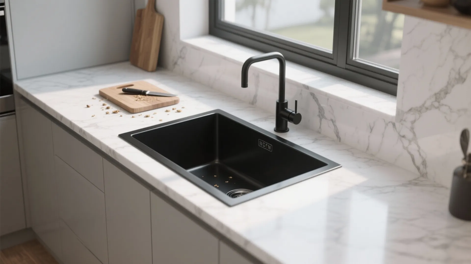 2. Pair with light countertops for high contrast