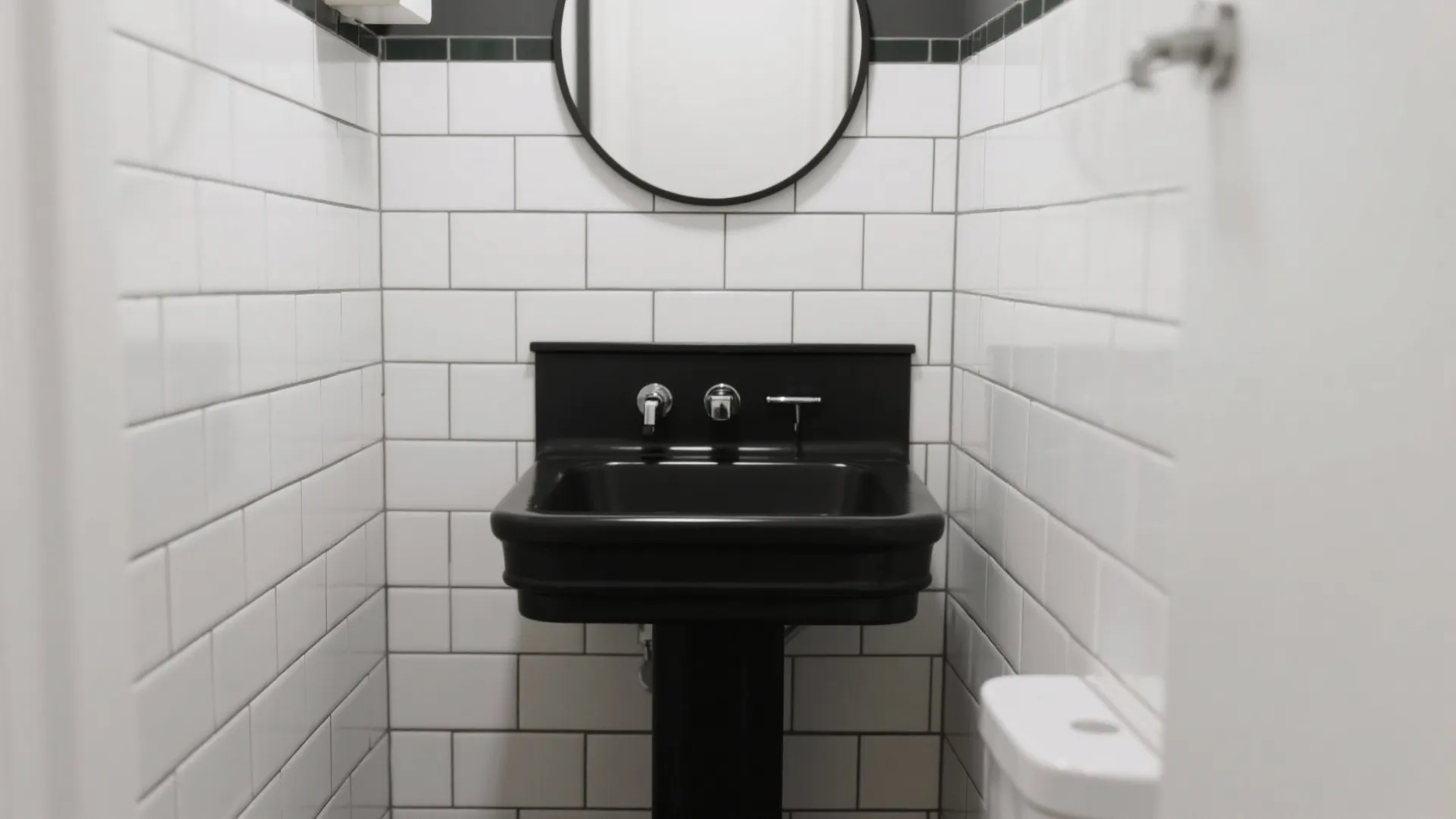 1. Contrast with crisp white tiles