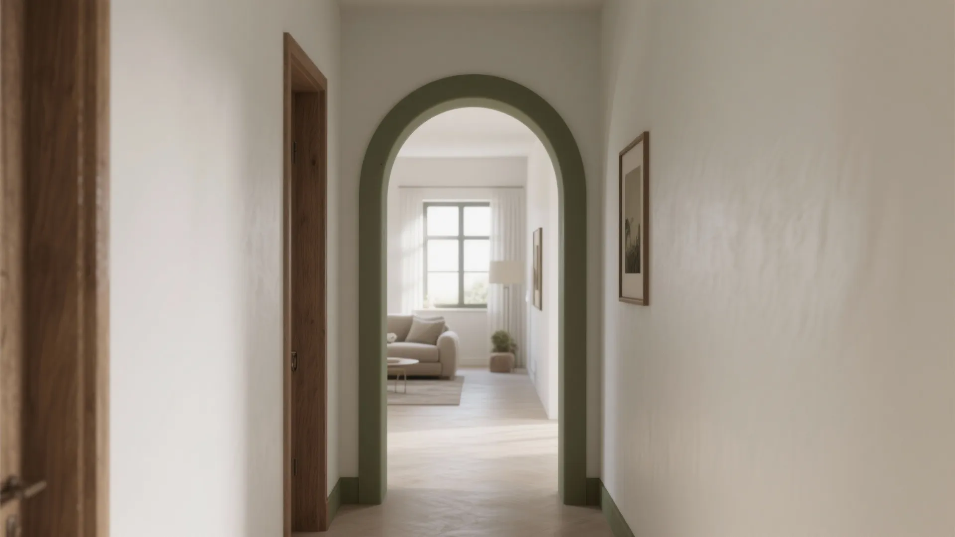 Contrasting arch trim to frame the view