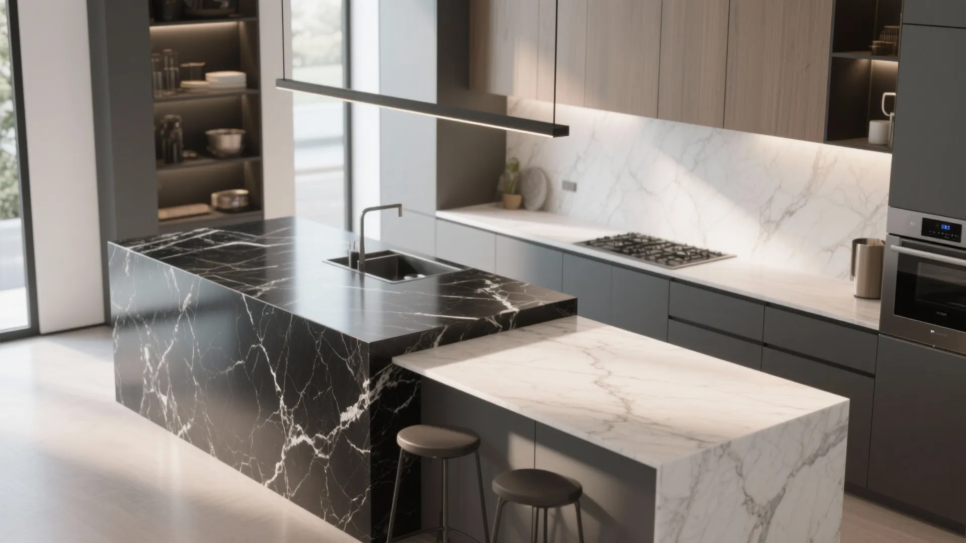 2. Contrasting Countertops