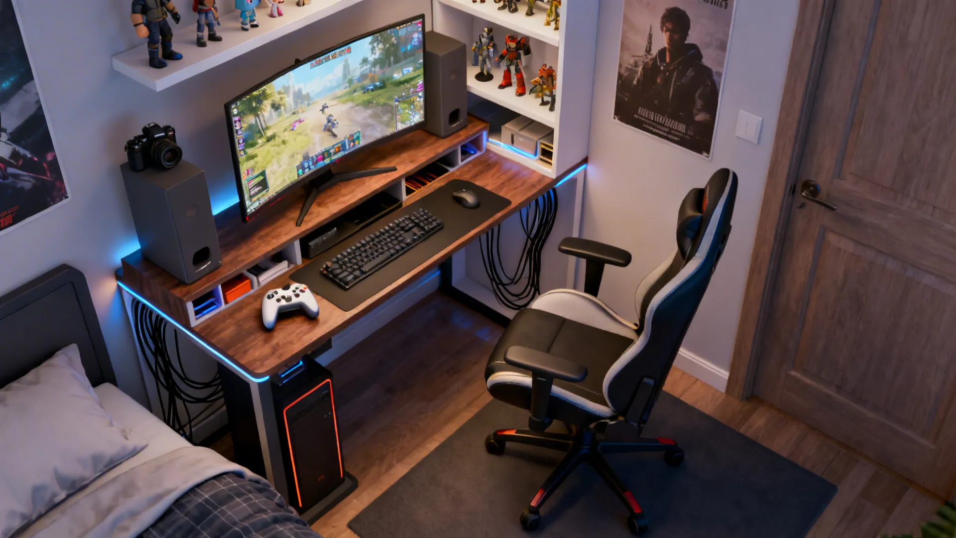 3. Multi-Functional “Control Desk” with Gaming Nook