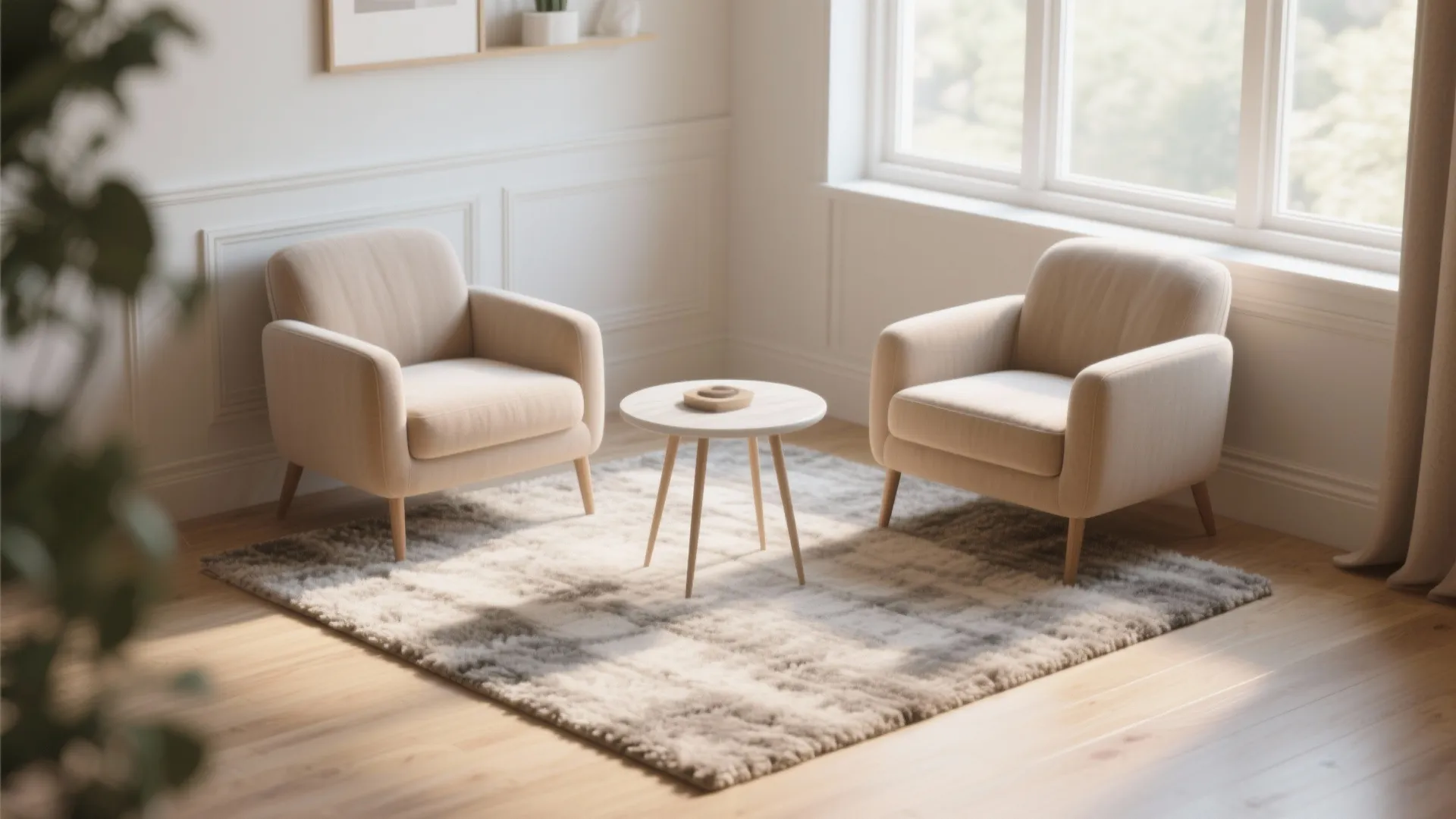 Cozy corner with chairs on a soft rug