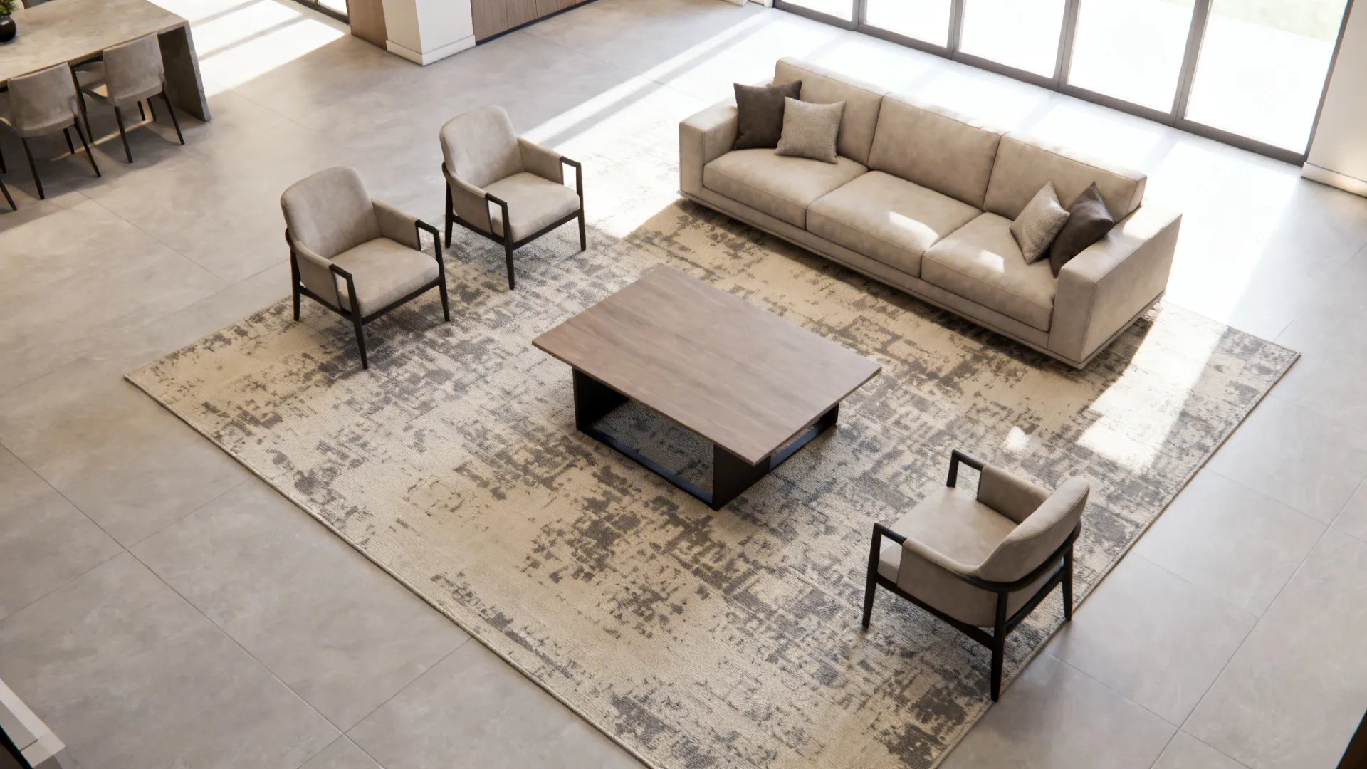 2. Aim for a rug that fills the conversation zone