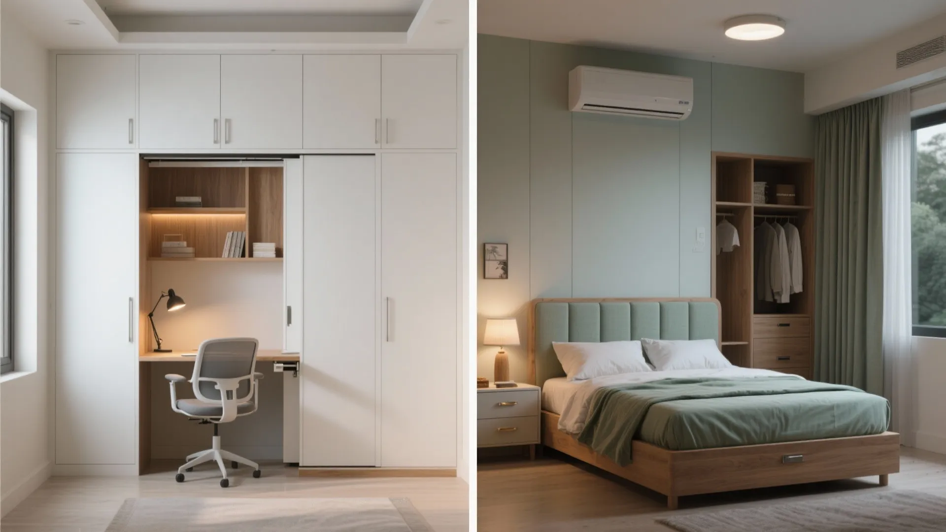 Convertible third bedroom: study by day, guest suite by night