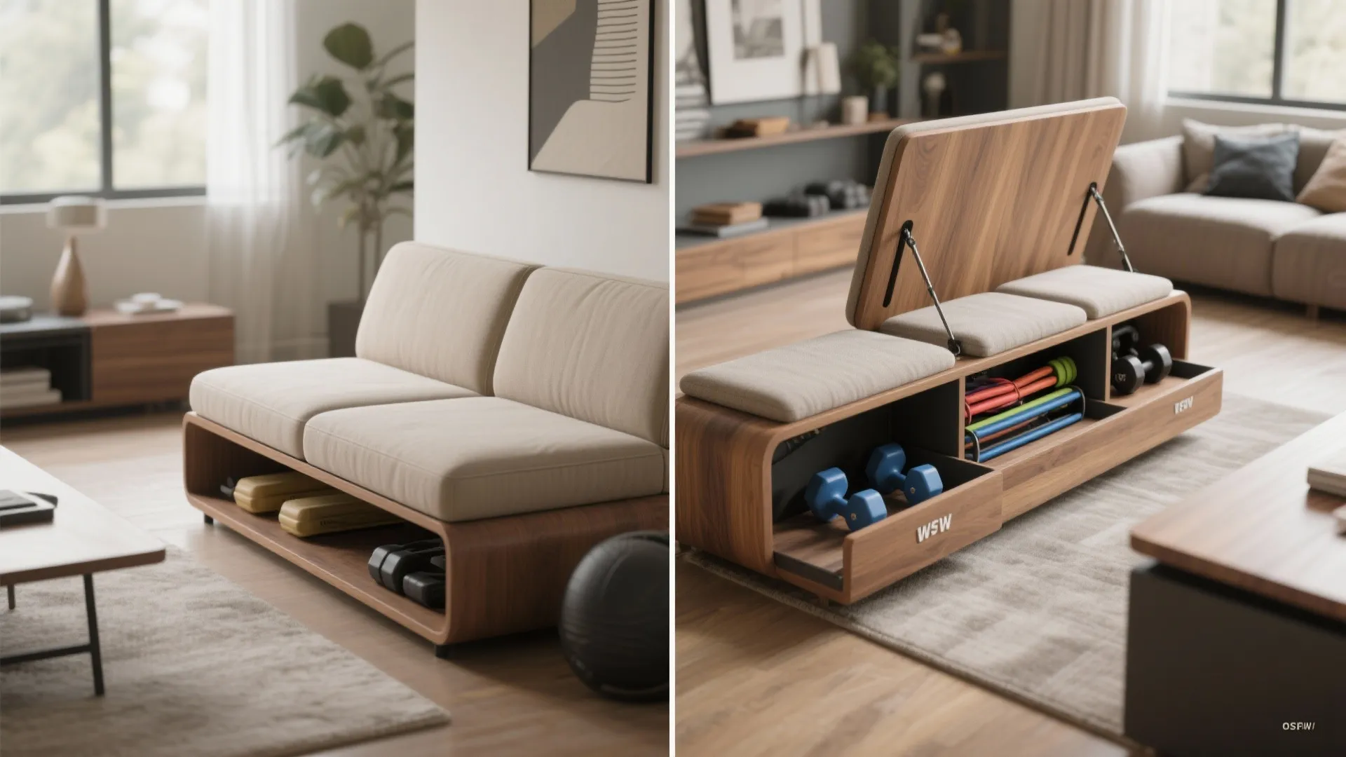 4. Convertible furniture as equipment holders
