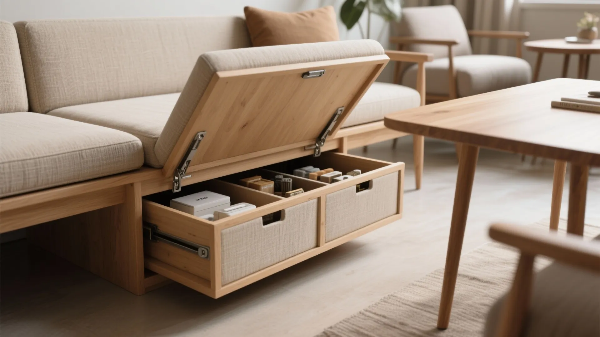 2) Convertible bench + table