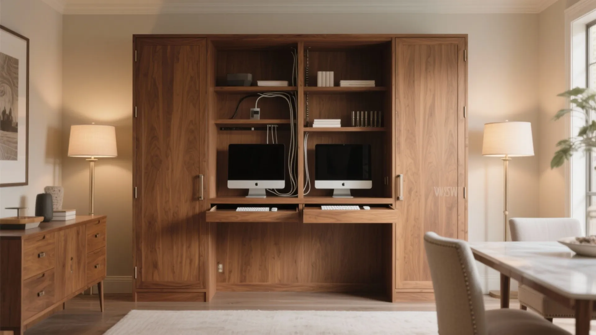 5. Convertible cabinet desk (aka the secret office)