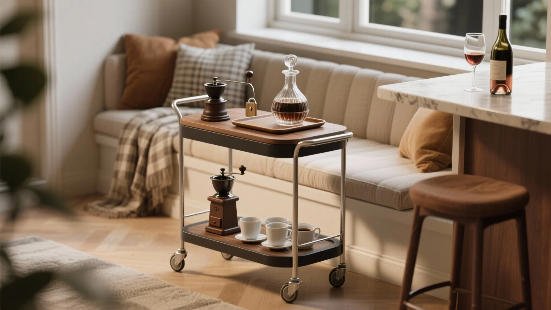 4. Convertible Cart plus Cozy Seating Nook