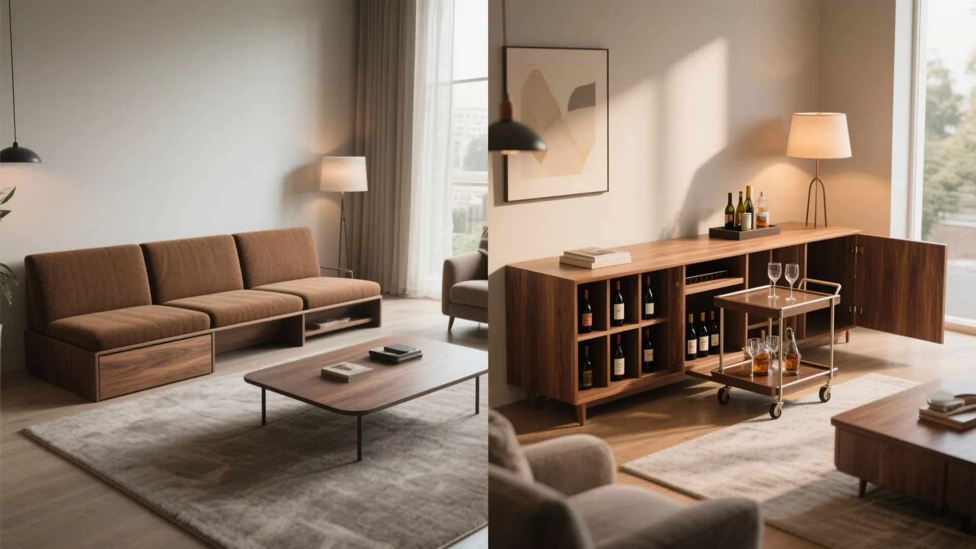 4. Convertible furniture and bar carts