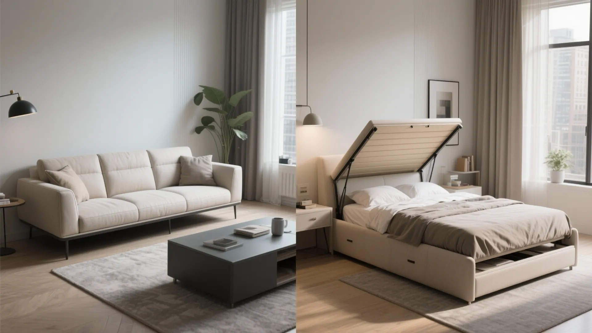 5. Convertible chaise that doubles as guest bed