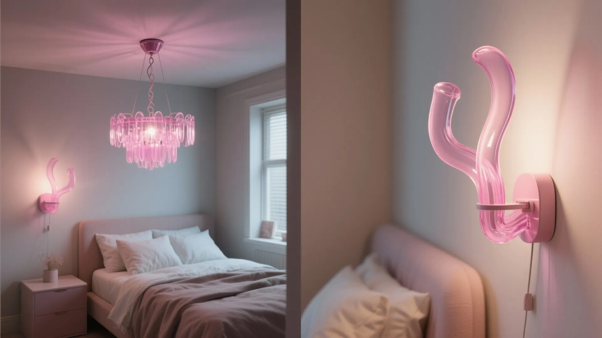 3. Convertible Pink Chandelier-to-Wall Sconce