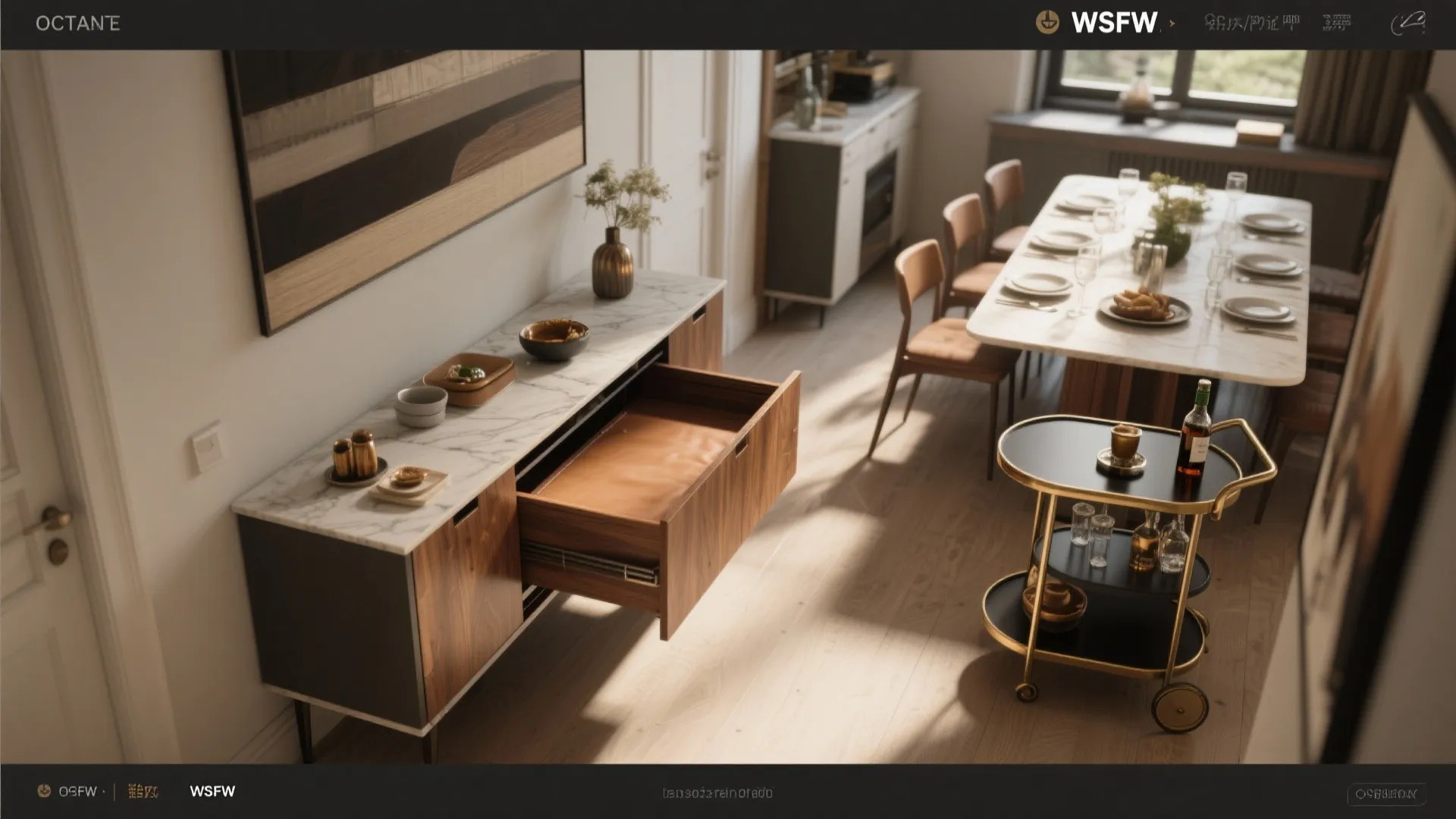 4. Multifunctional Pieces: Consoles, Drop-Down Bars and Carts