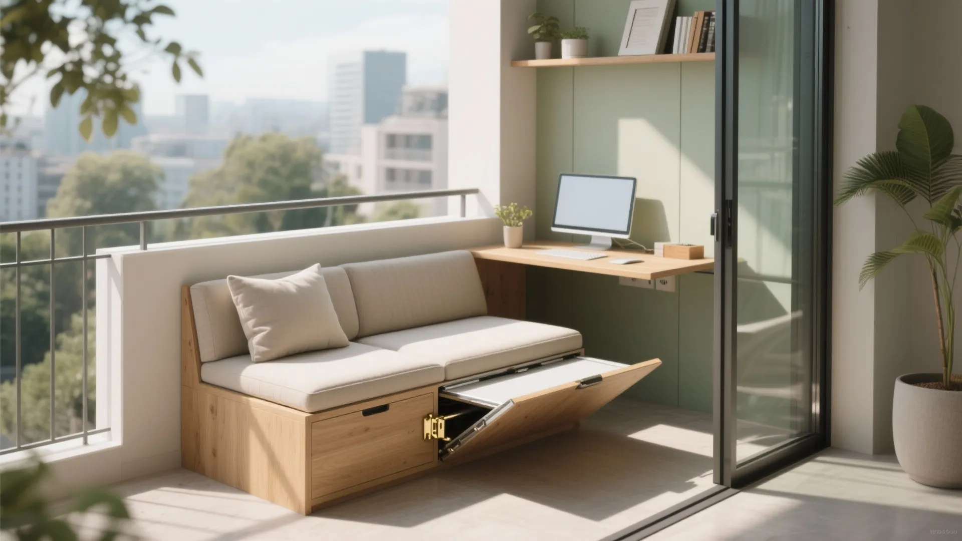 Convertible Daybed Block with Folding Desk