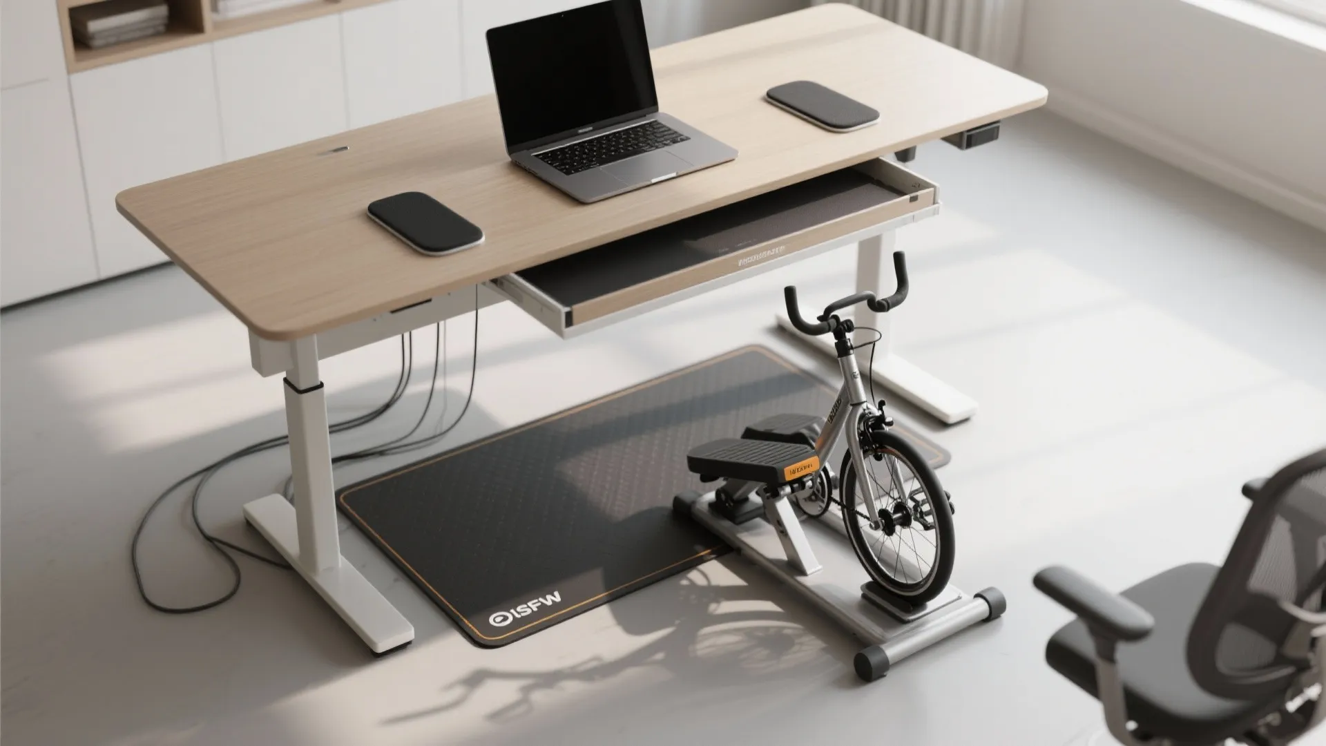 2. Convertible Desk-to-Workout Station