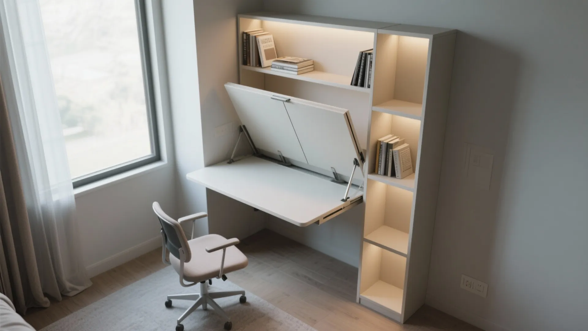 Convertible desk and shelf combo