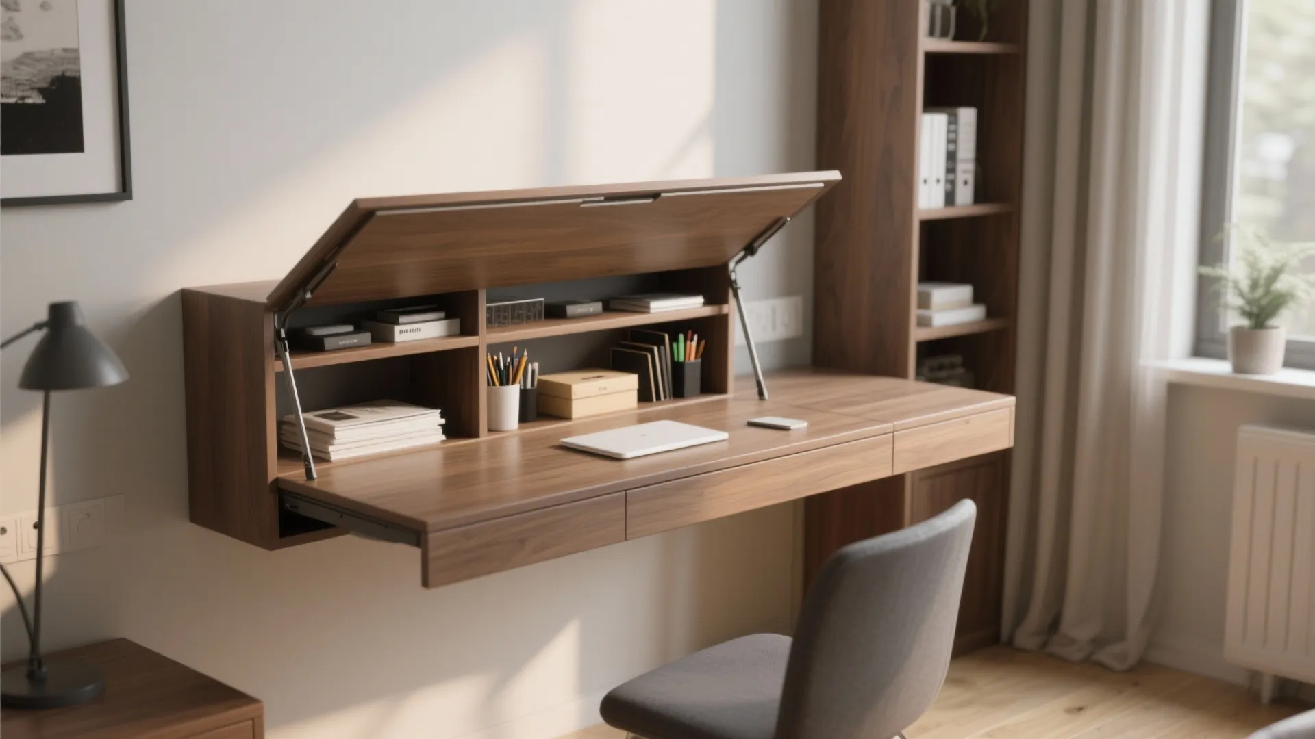 1. Convertible Desk with Hidden Storage