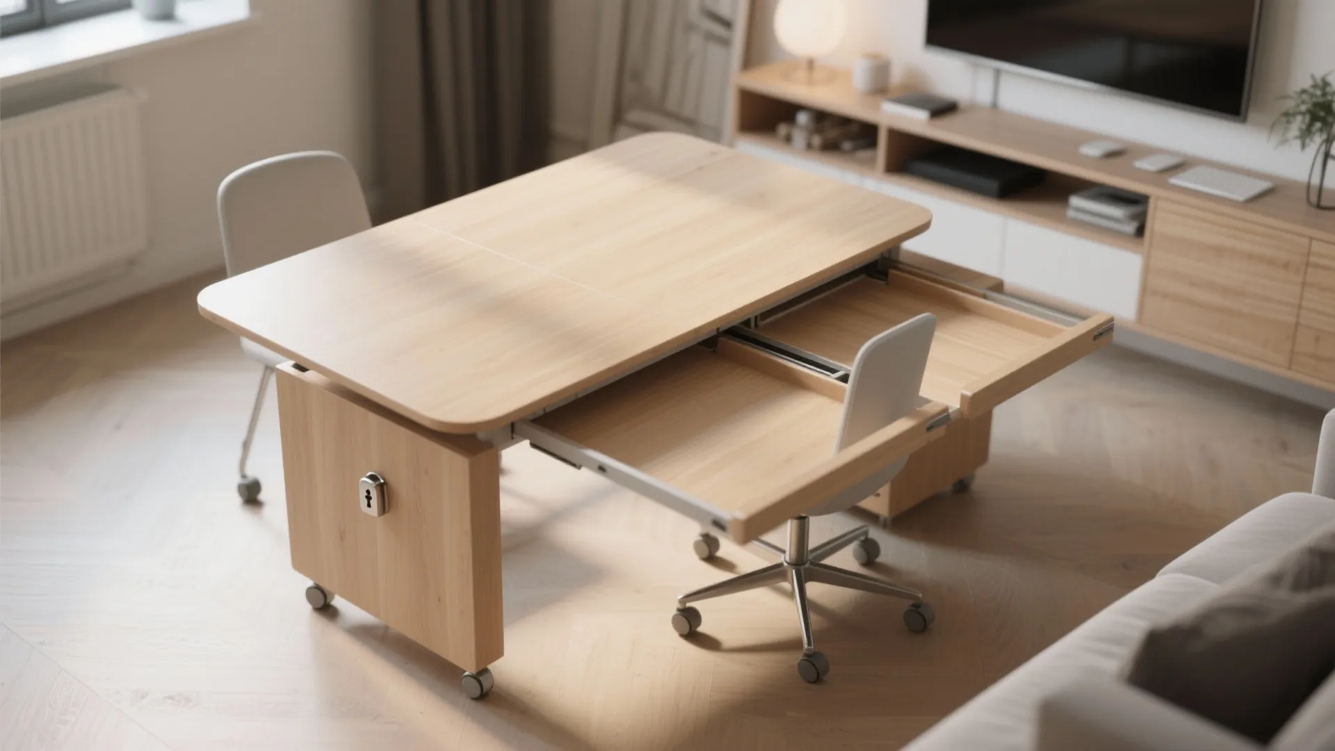 Convertible desk-to-dining table