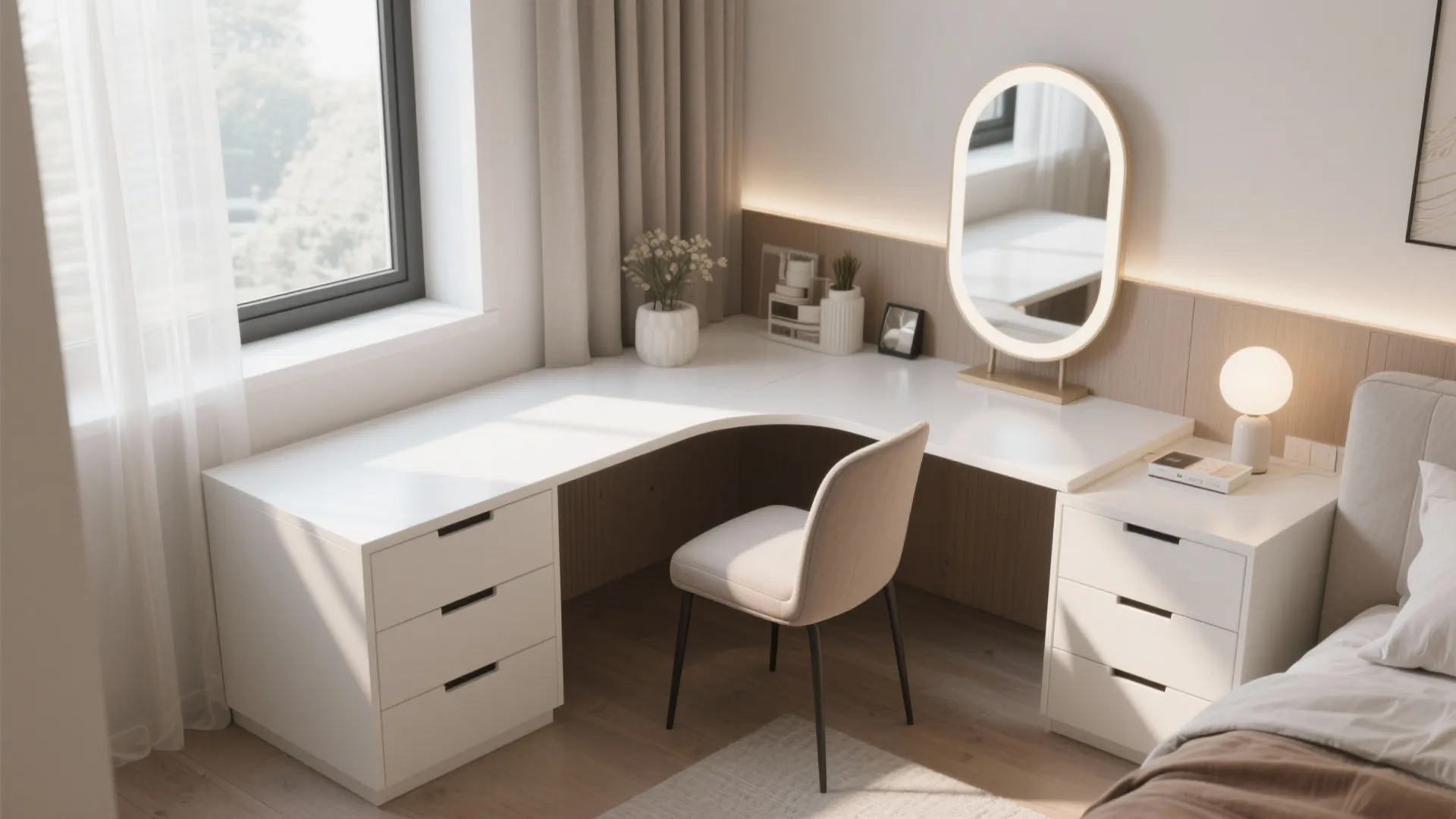 10. Convertible Desk/Vanity Area