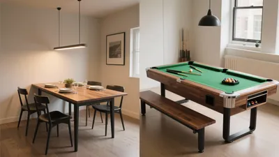 Modern Dining & Entertainment Room with Pool Table