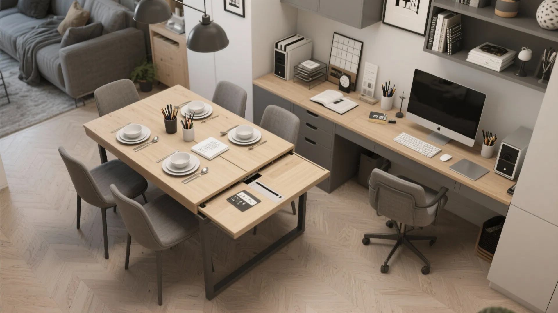 Convertible dining-to-work tables