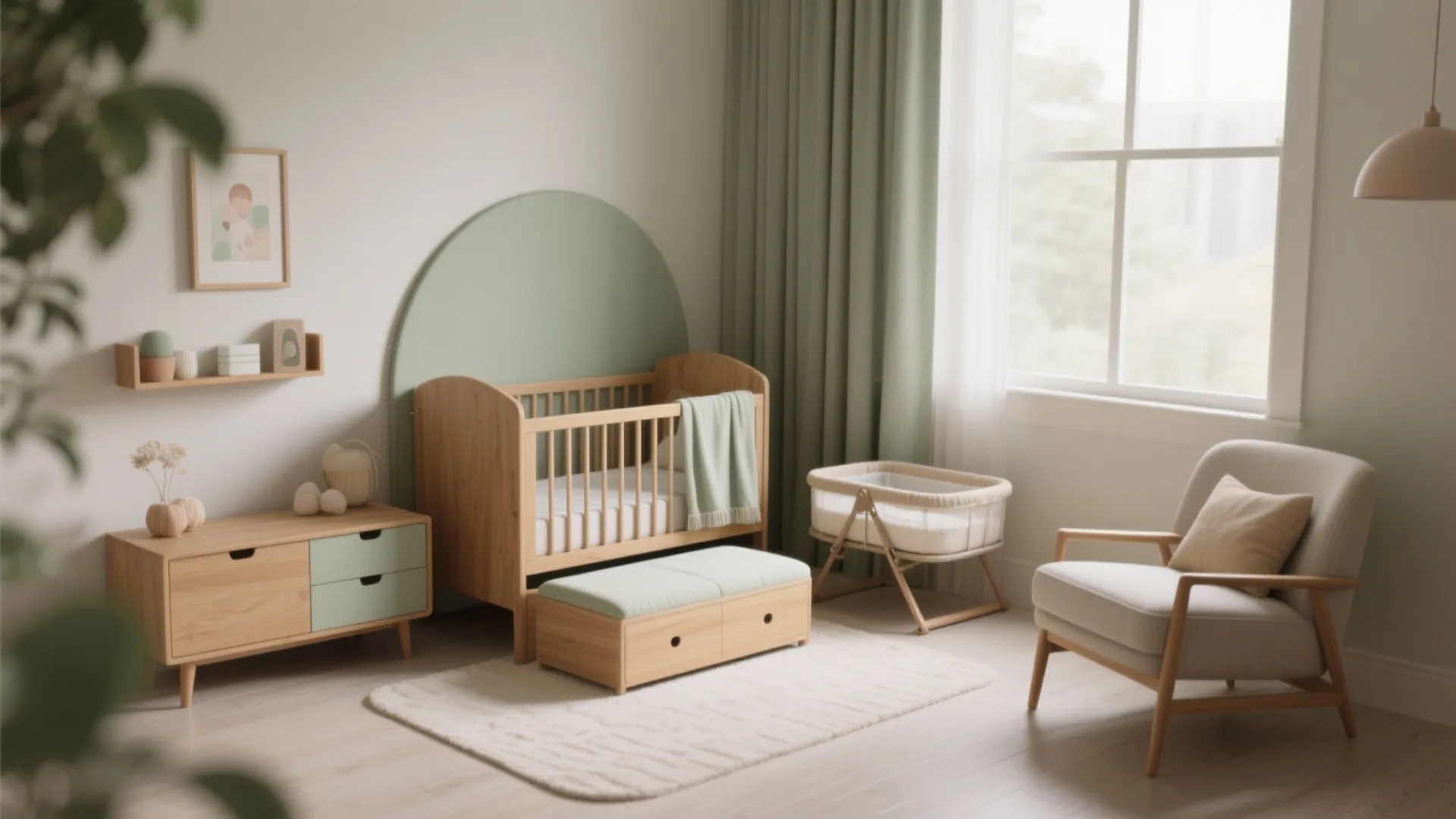 5) Convertible furniture: mini crib, ottoman storage, foldable gear