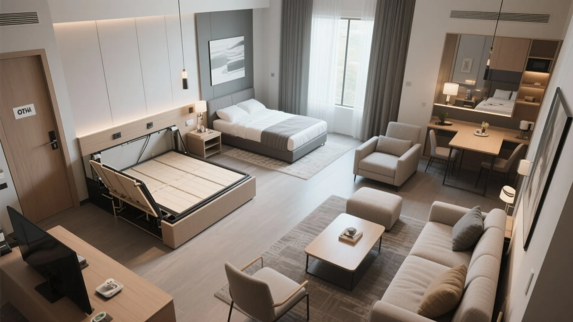 3. Convertible living area for multi-use stays
