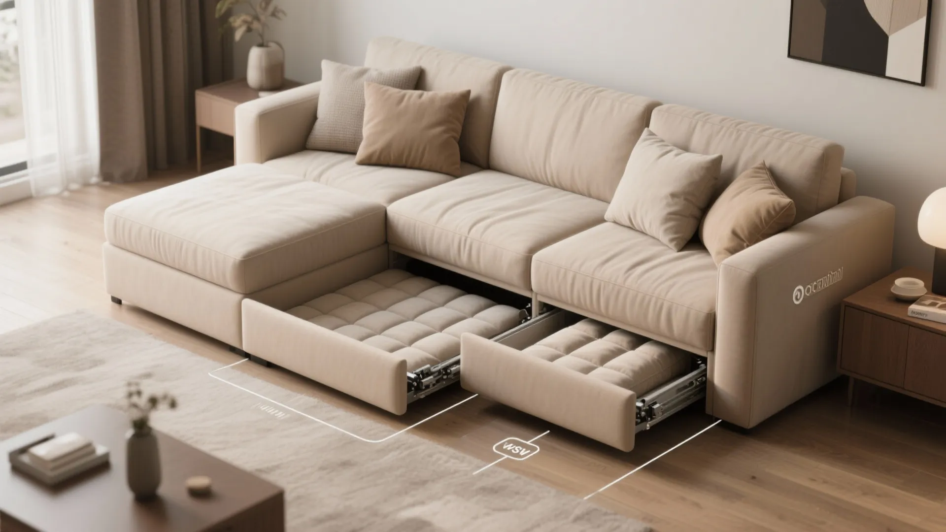 3. Convertible sofa-daybed for multifunctional living