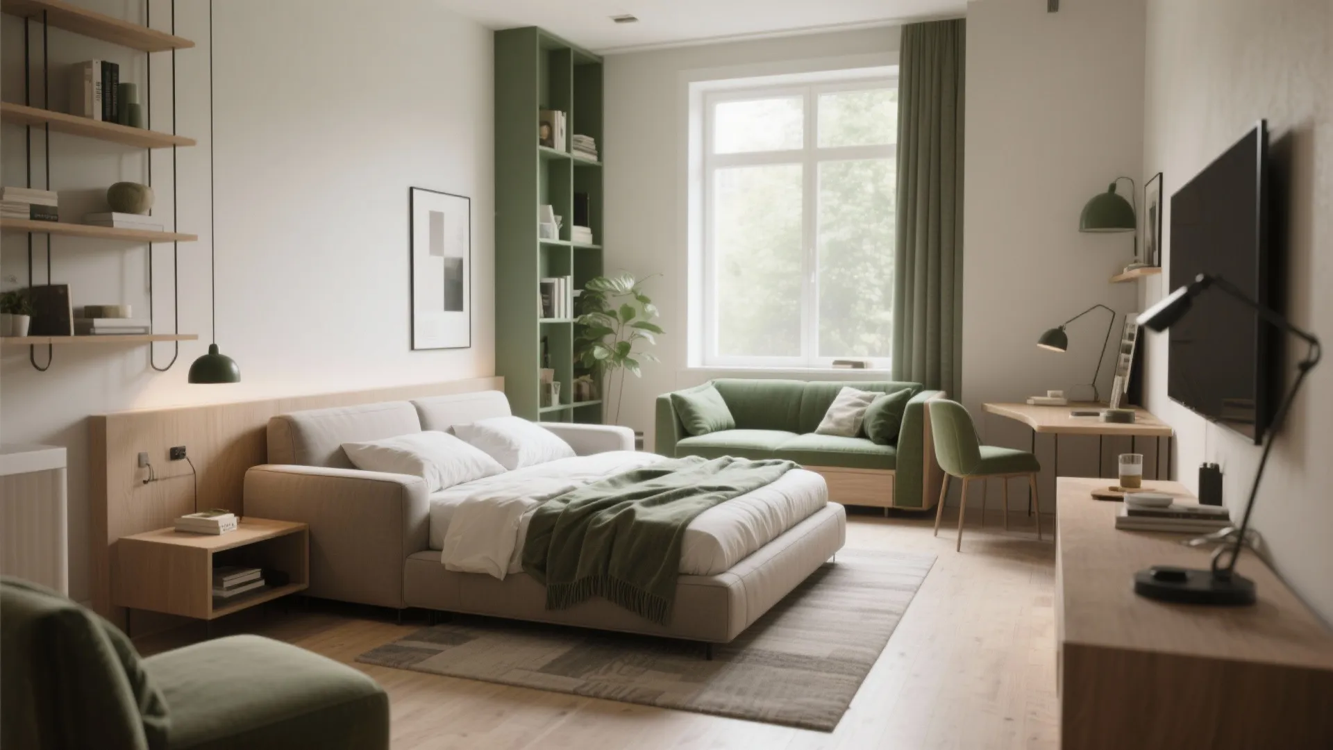 5. Convertible sofa-bed or custom sliding bed for multifunction rooms