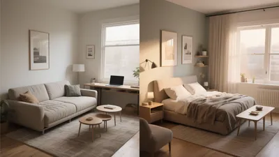 Cozy Studio Apartment Design with Neutral Tones