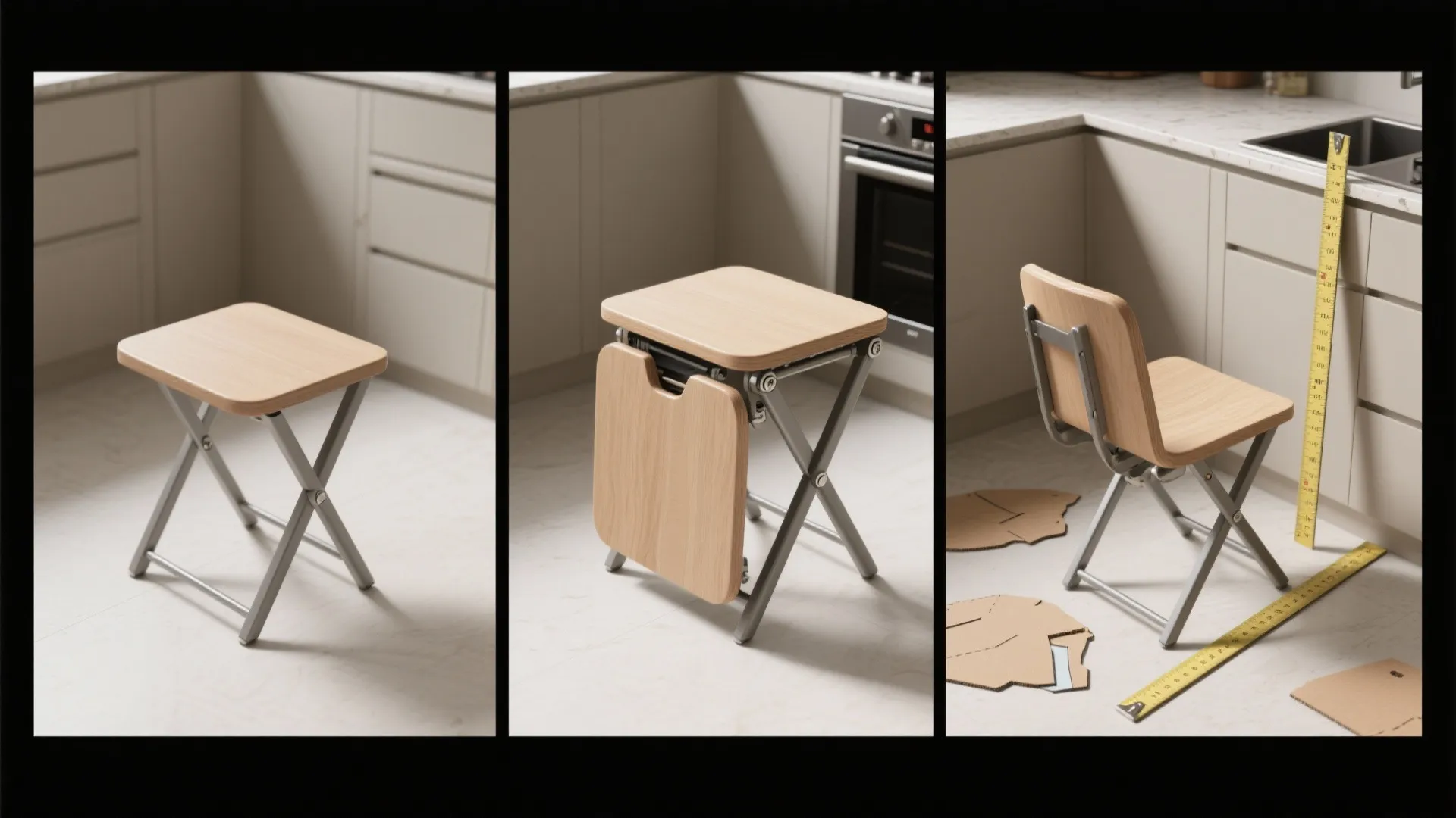 Convertible stool-to-chair folding designs