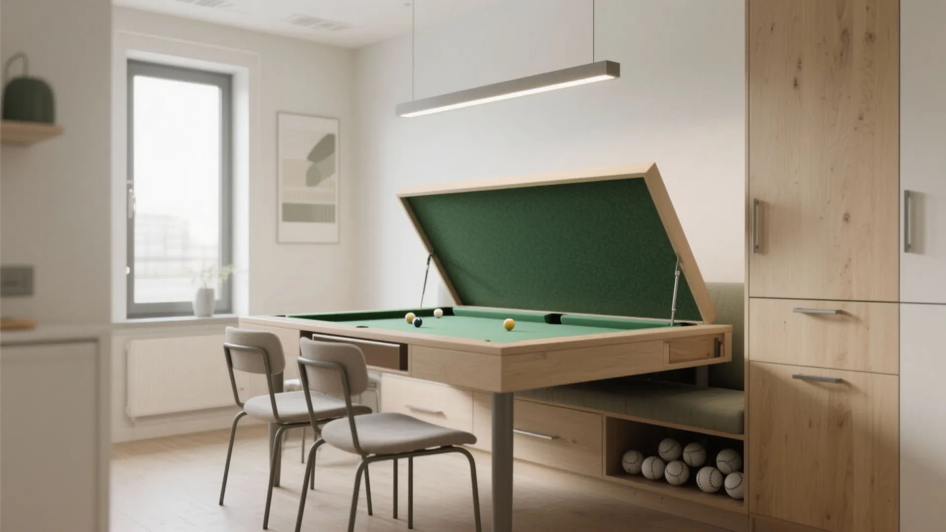 2) Go hybrid: a convertible dining-to-pool table
