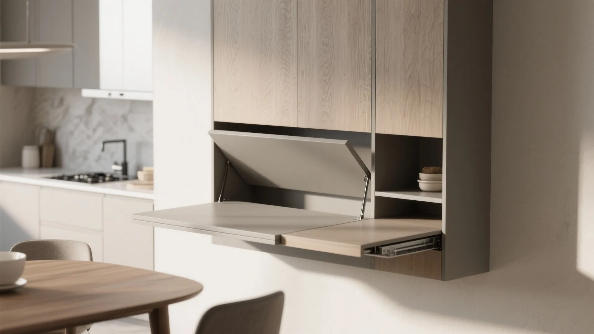 Convertible Wall-Mounted Table with Storage