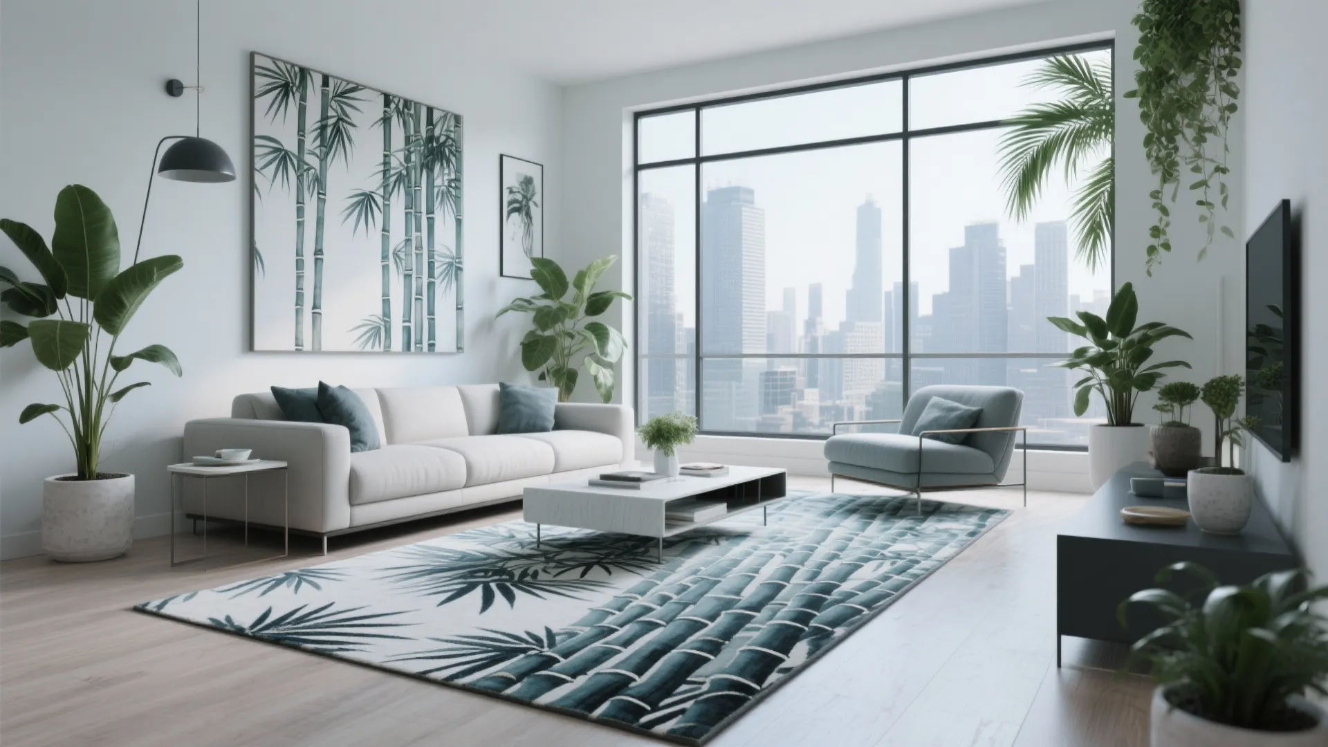 6. Cool-Toned Bamboo Print