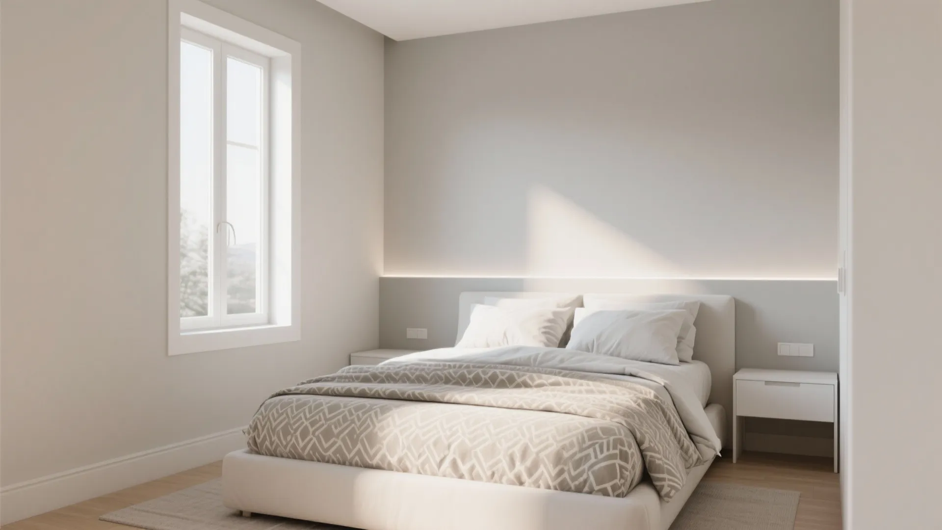 2. Cool Beige with Crisp White Trim