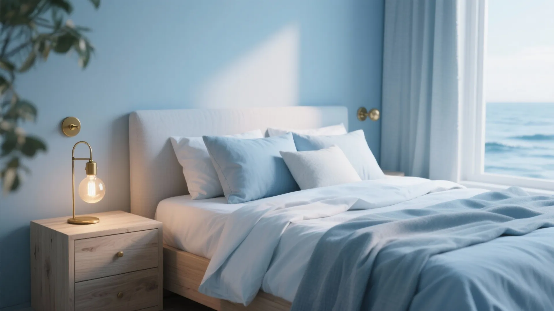 4. Cool Blue-White for a Tranquil Sleep Space