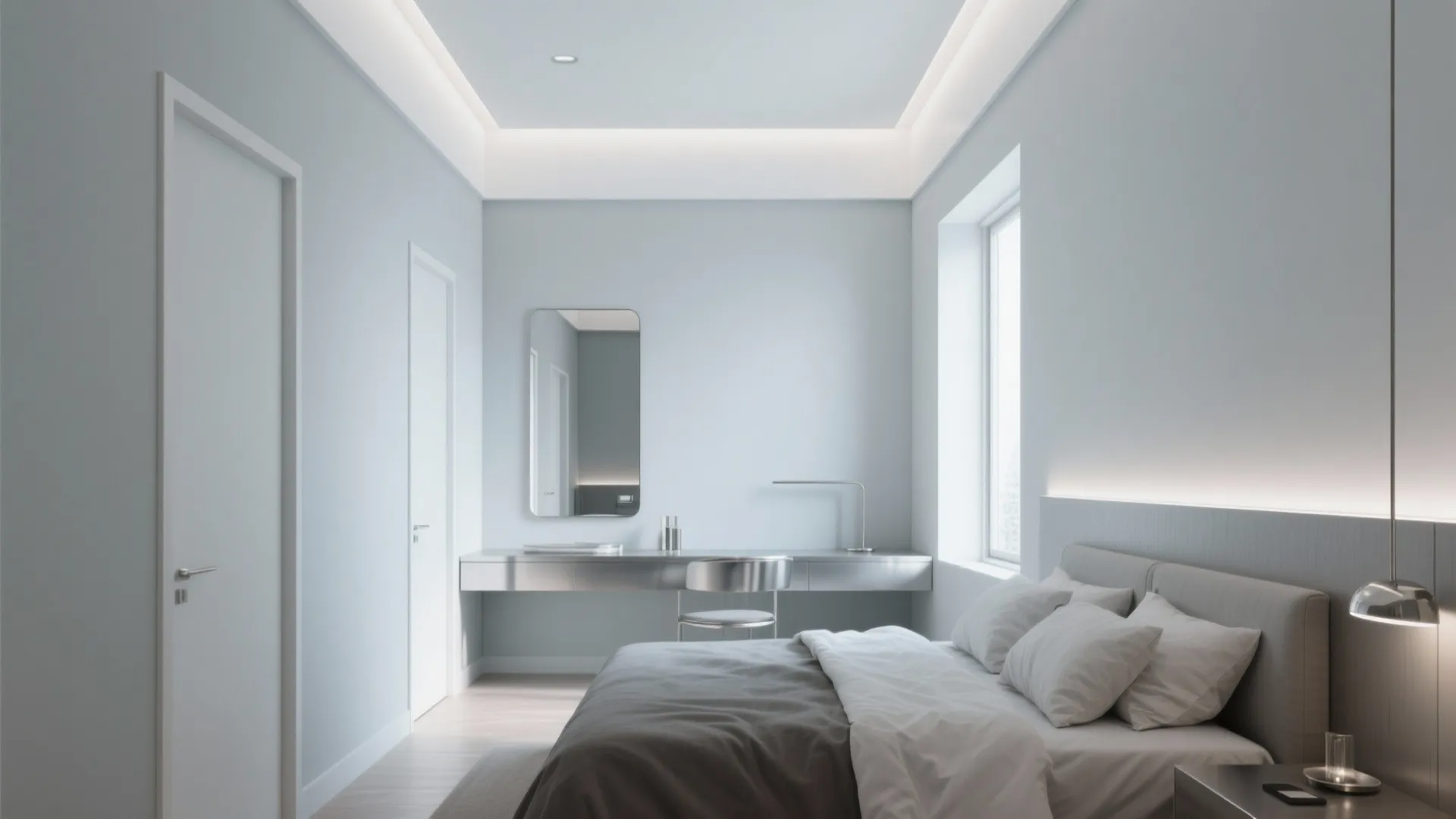 4. Cool Pallor Greys with High-Contrast Trim