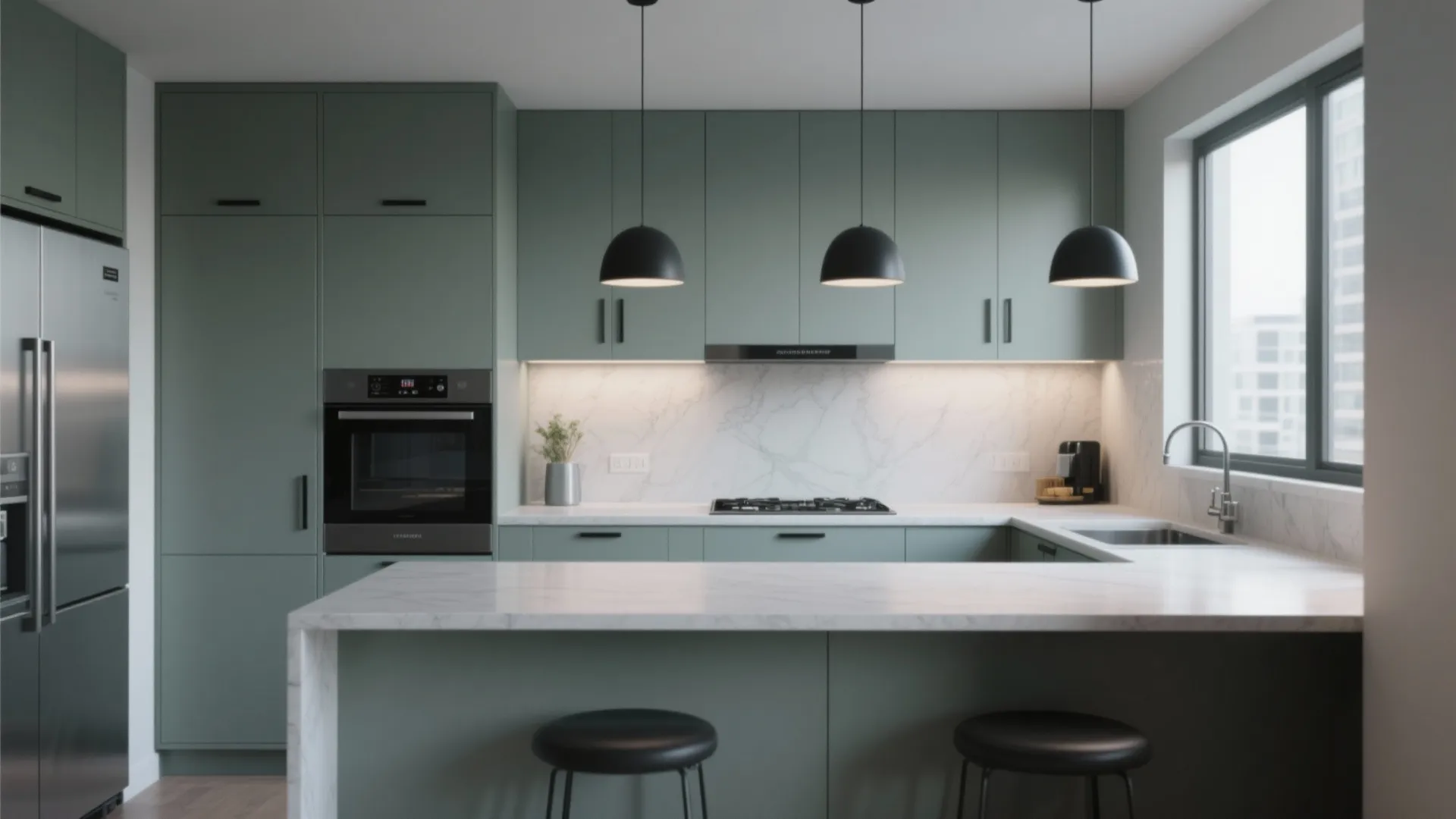 2. Cool, muted sage for modern minimalism