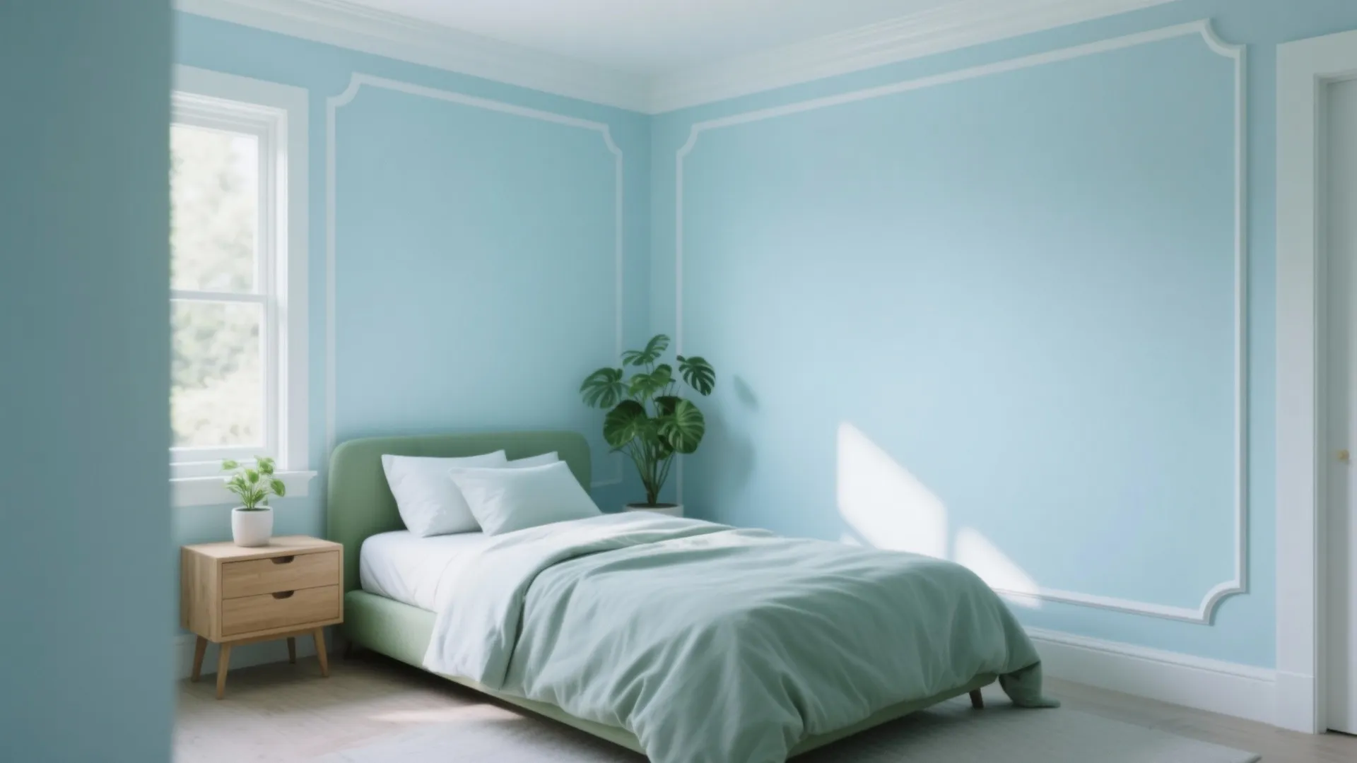 2. Cool, pale blues and greens to make walls recede