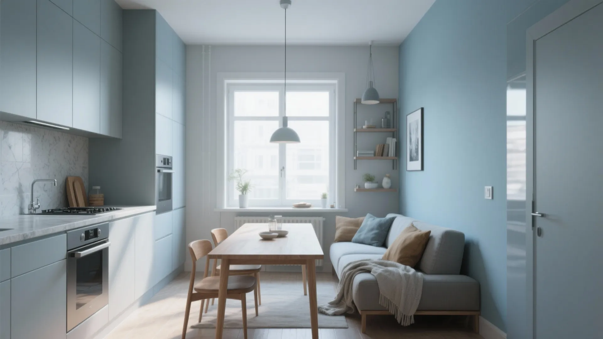 2. Cool Pale Gray to Expand a Tiny Room