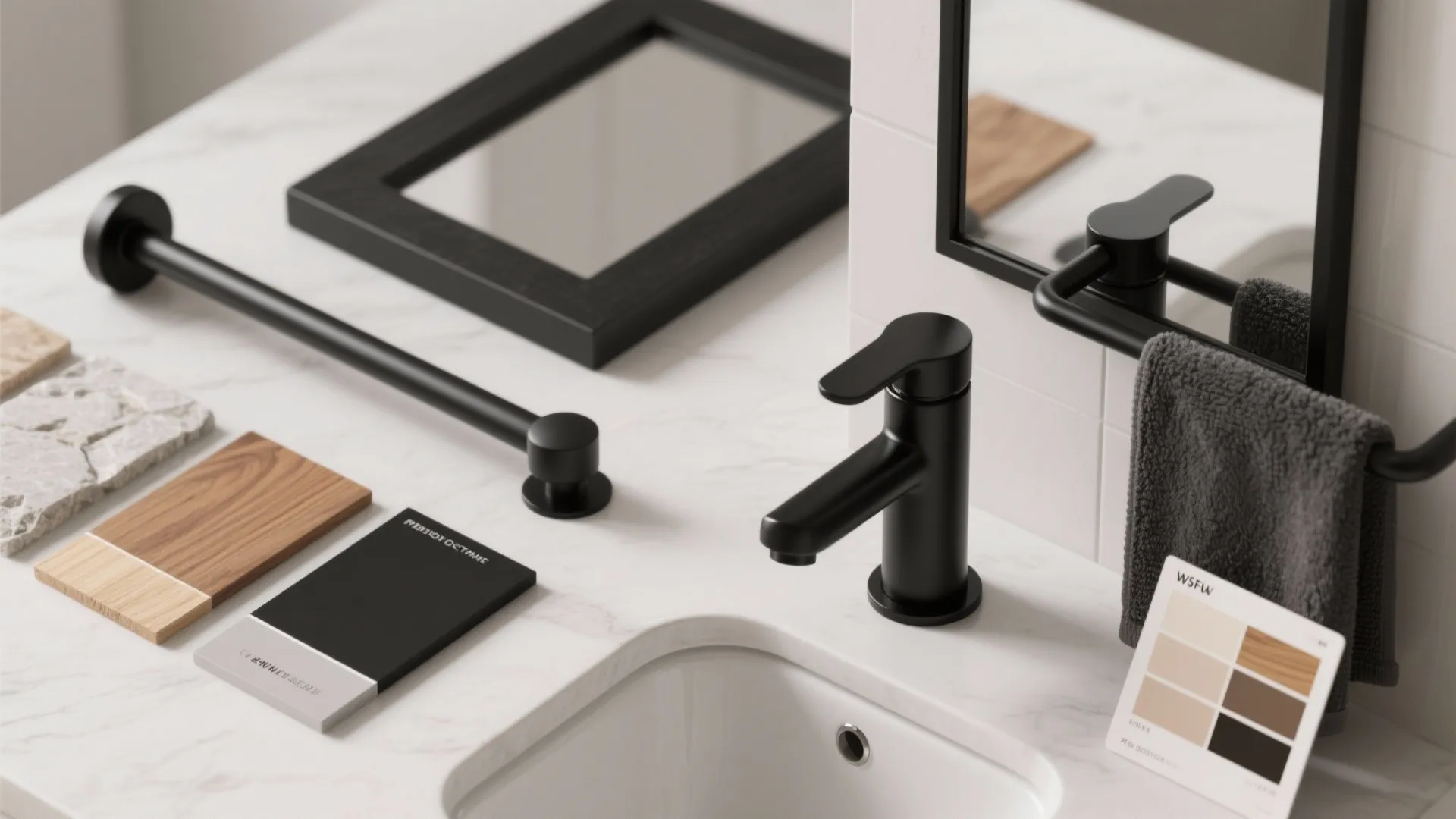 5. Coordinated matte black accessories for cohesion