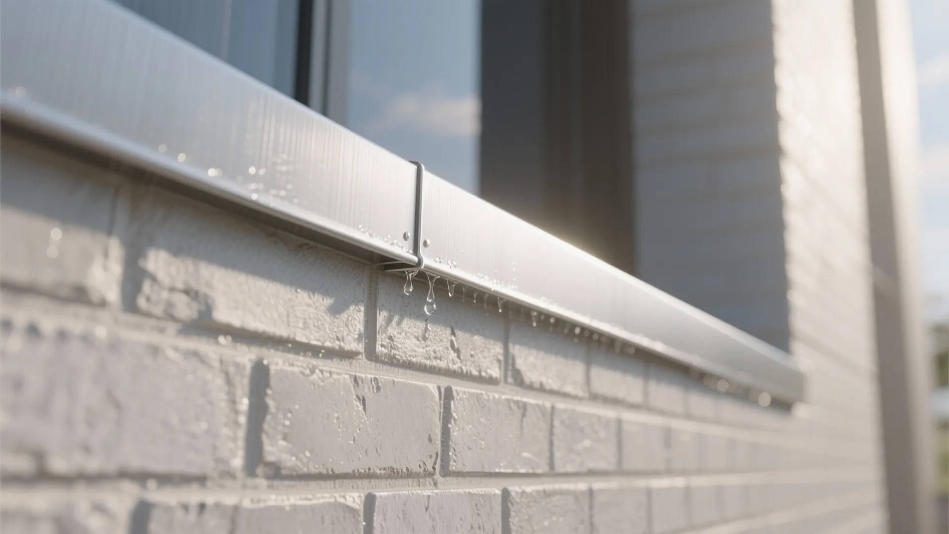 Minimalist metal-capped parapet with hidden drainage