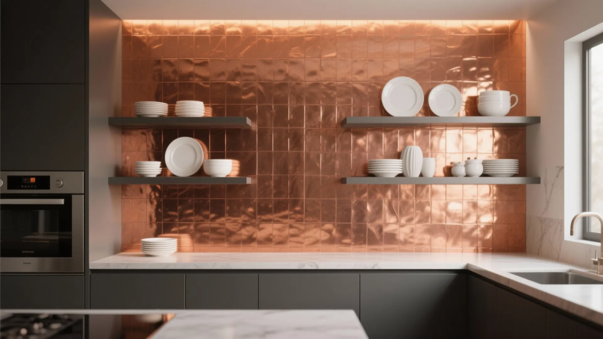 6. Copper Behind Open Shelving