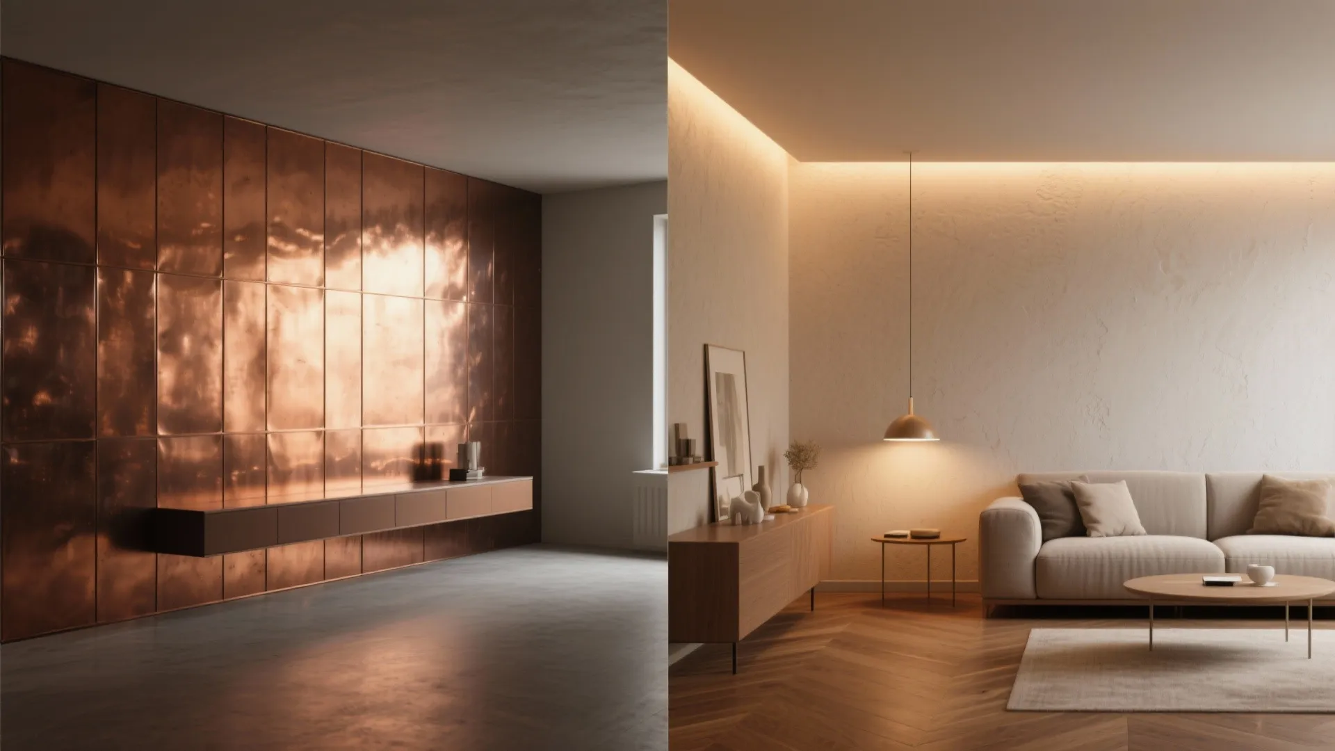 4. Copper Panels with Matte Plaster