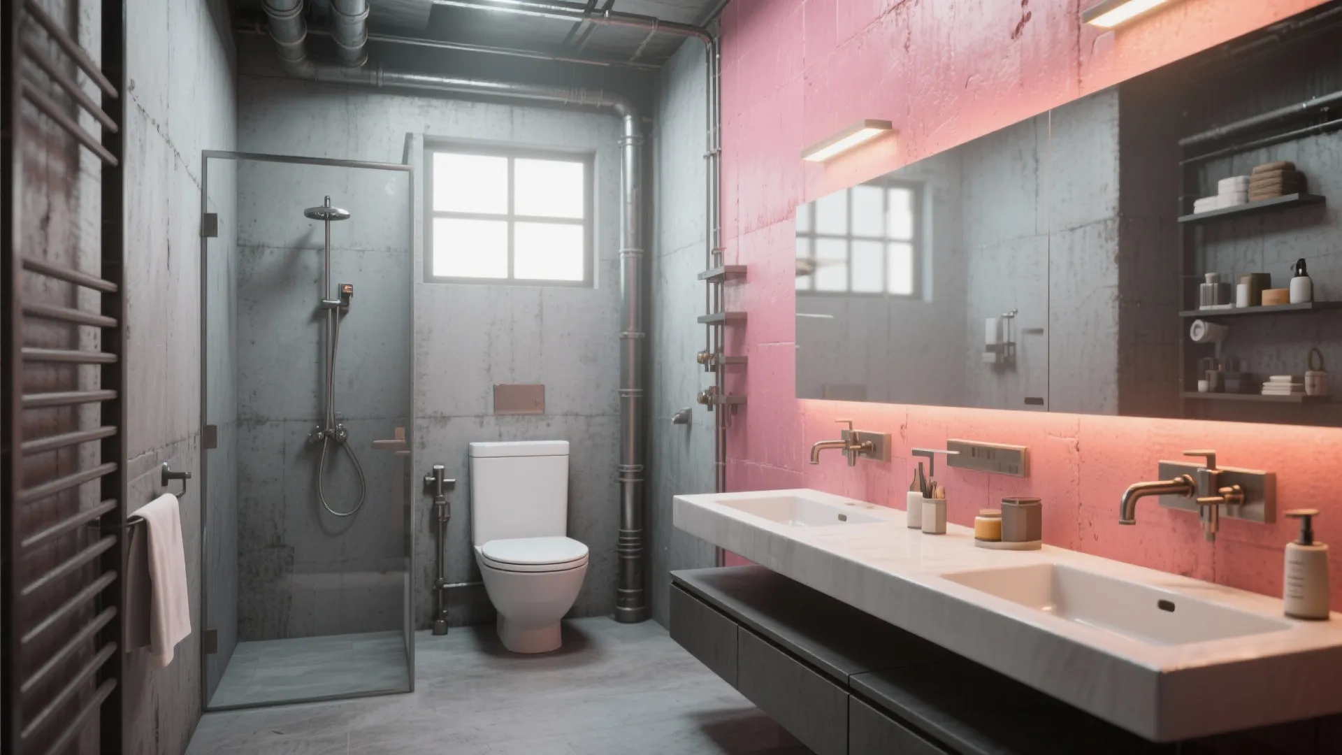 9. Coral & Concrete Contrast