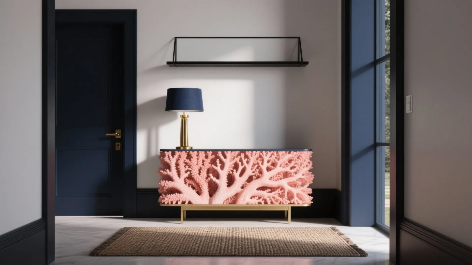 4. Coral and High-Contrast Trim