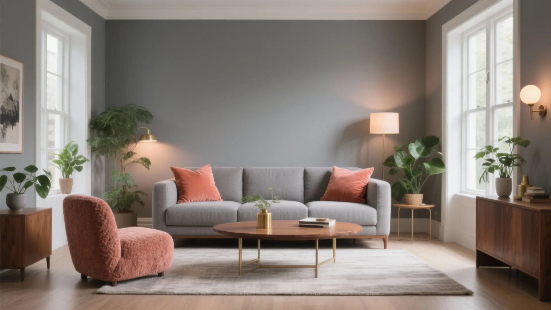 Stunning Coral and Gray Living Room Ideas