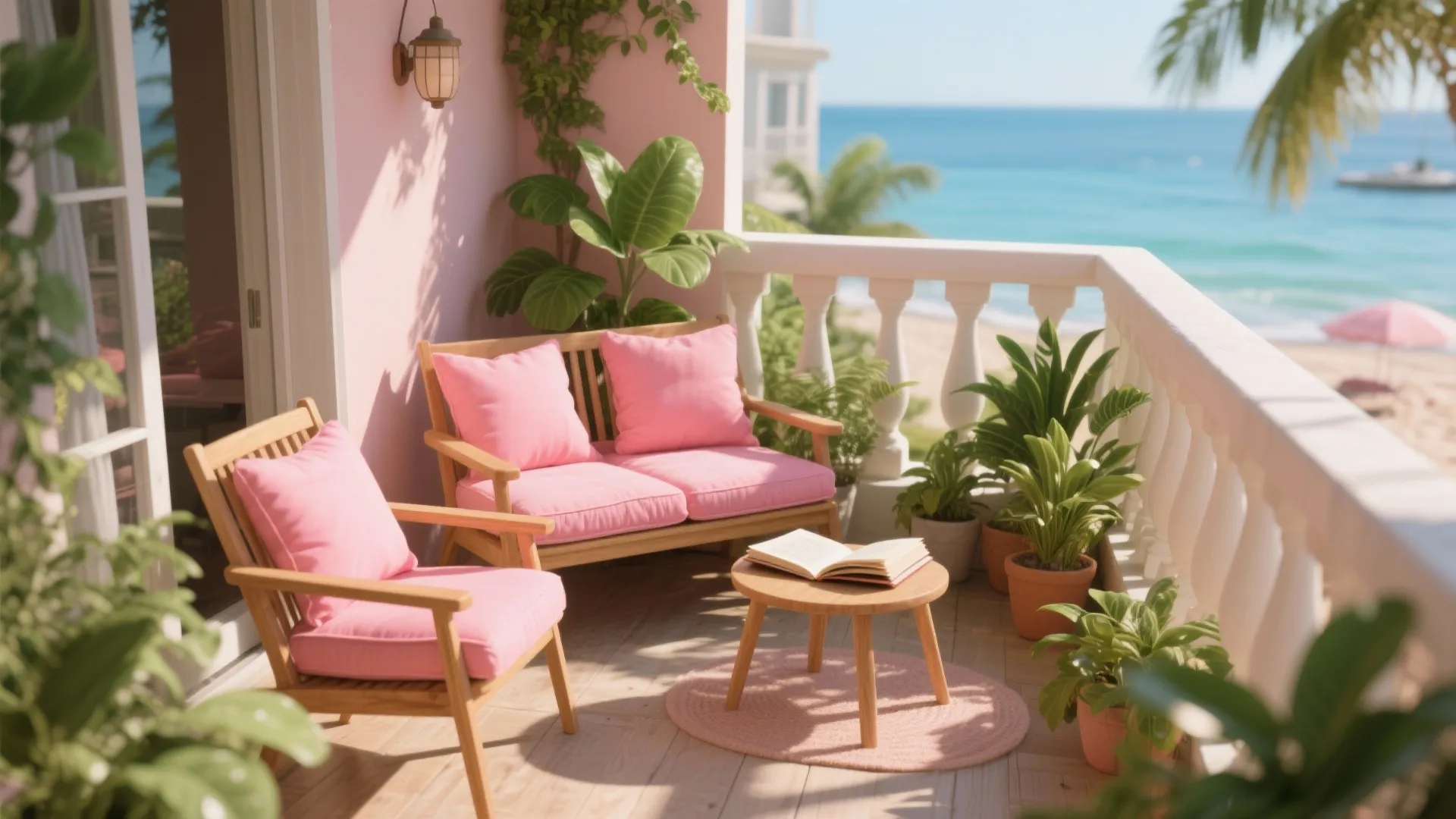 Coral Pink Outdoor Balcony