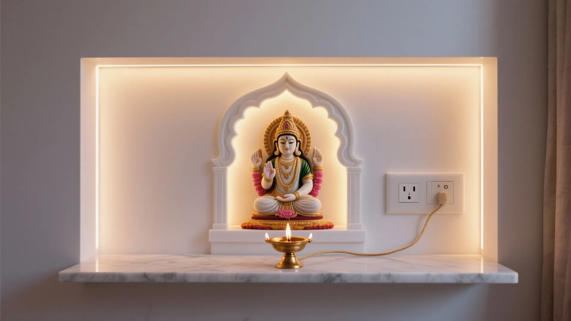 Backlit Stone or Corian Gopuram for a Soft Glow
